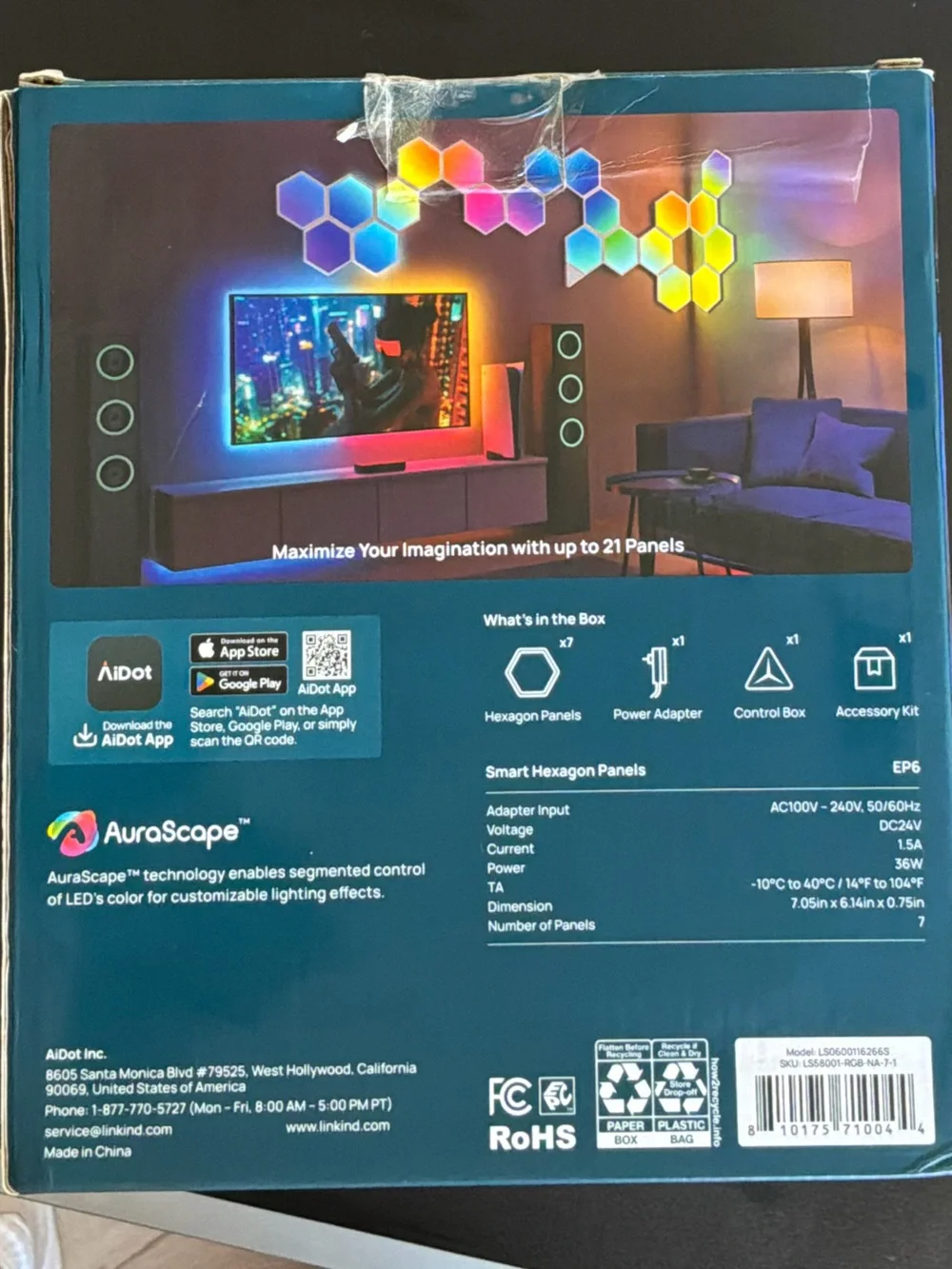 LINKIND EP6 Smart Hexagon Panels Multi-Color LED Wall Light Panels